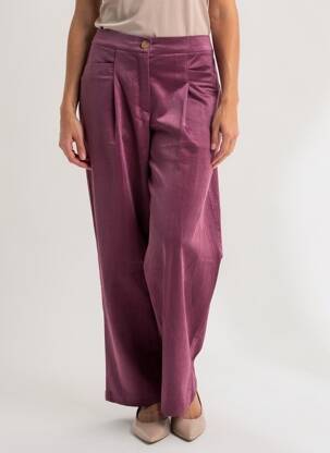 Pantalon large fermeture zippée sous rabat boutonné taille normale violet MOLLY BRACKEN femme