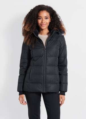 Doudoune manches longues a capuche noir TEDDY SMITH femme