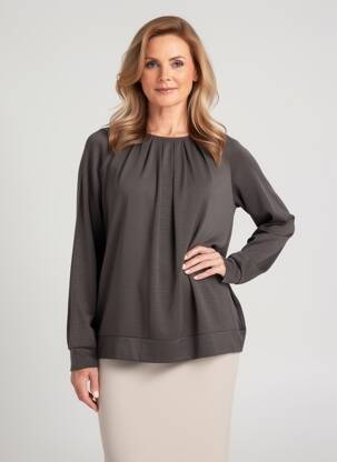 Pull coupe droite manches longues gris CISO femme