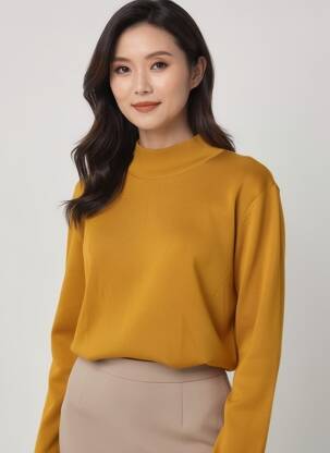 Pull coupe droite manches longues jaune JENSEN femme