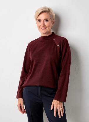 Pull coupe droite manches longues violet SIGNATURE femme