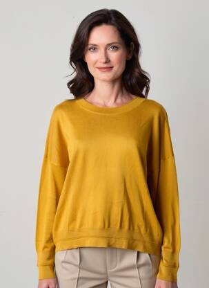 Pull coupe droite manches longues jaune JENSEN femme