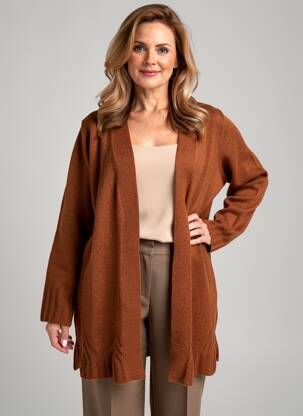 Gilet manches longues stretch marron SIGNATURE femme