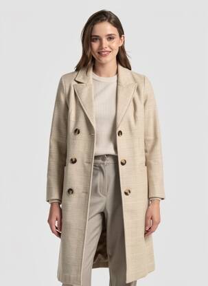 Manteau long coupe cintrée sans capuche beige BOOHOO femme