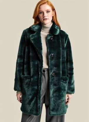 Manteau long coupe cintrée sans capuche vert DEELUXE femme