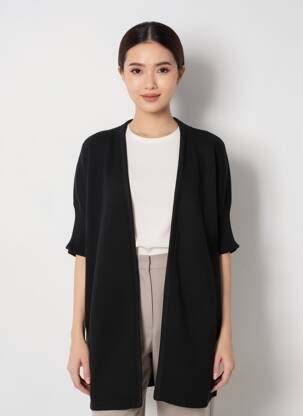 Gilet manches courtes coupe droite noir SEE U SOON femme