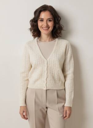 Gilet manches longues coupe cintrée beige CALIE femme