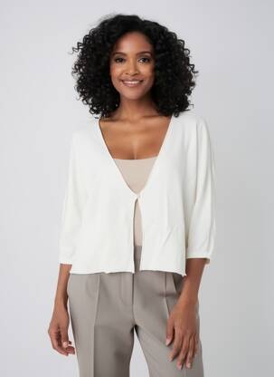 Gilet manches longues fermeture boutonnée sur le devant blanc LA FEE MARABOUTEE femme