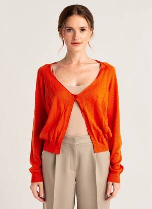 Gilet manches longues coupe cintrée orange LA FEE MARABOUTEE femme