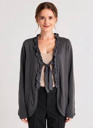 Gilet manches longues coupe cintrée gris LA FEE MARABOUTEE femme