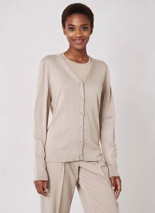 Gilet manches longues coupe cintrée marron LA FEE MARABOUTEE femme