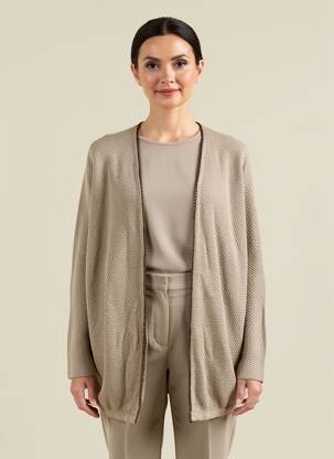 Gilet manches longues maille tricot marron LA FEE MARABOUTEE femme