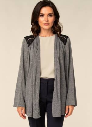 Gilet manches longues manches longues gris LA FEE MARABOUTEE femme