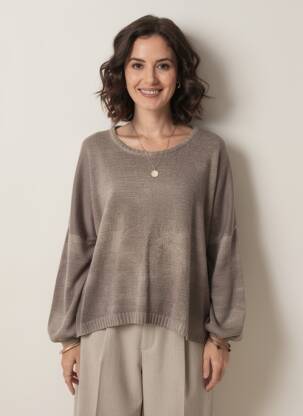 Pull resserrée sur le bas manches longues marron LA FEE MARABOUTEE femme