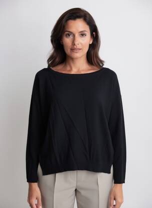 Pull coupe droite manches longues noir LA FEE MARABOUTEE femme