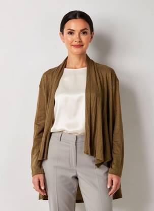 Gilet manches longues manches longues vert LA FEE MARABOUTEE femme