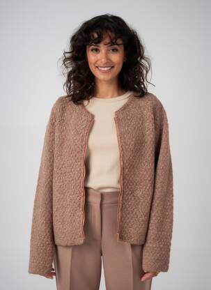 Gilet manches longues col rond marron ESE O ESE femme