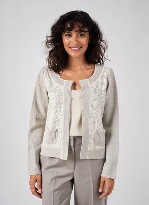Gilet manches longues col rond gris LA FEE MARABOUTEE femme