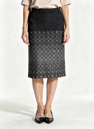 Jupe mi-longue stretch gris LA FEE MARABOUTEE femme