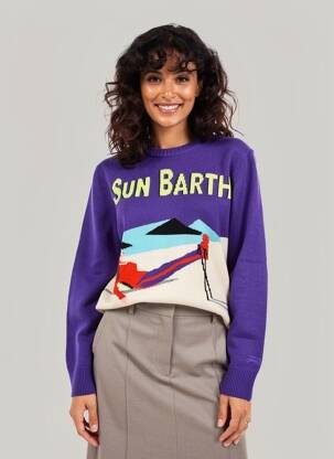 Pull stretch manches longues violet MC2 SAINT BARTH femme