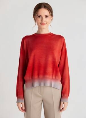 Pull tissage chiné manches longues orange ARAGONA femme