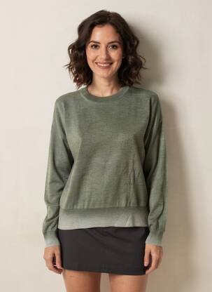 Pull tissage chiné manches longues vert ARAGONA femme