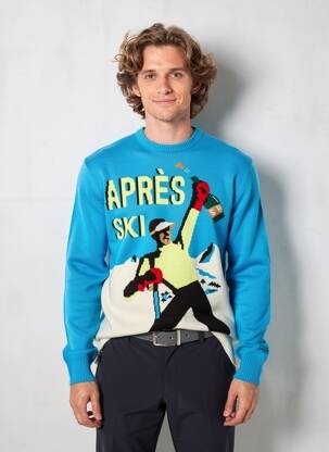 Pull tissage jacquard manches longues bleu MC2 SAINT BARTH homme