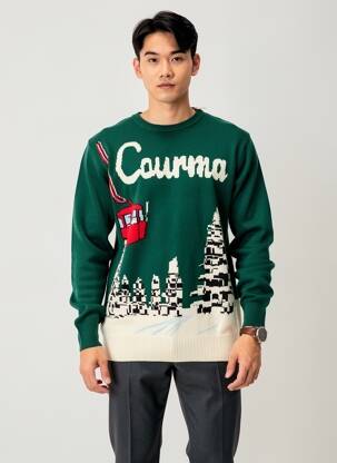 Pull tissage jacquard manches longues vert MC2 SAINT BARTH homme