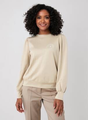 Pull stretch manches longues beige IVY BEAU femme