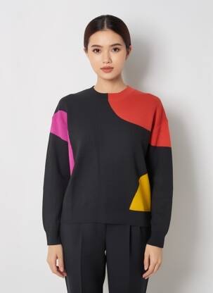 Pull coupe droite manches longues noir COMPAÑIA FANTASTICA femme