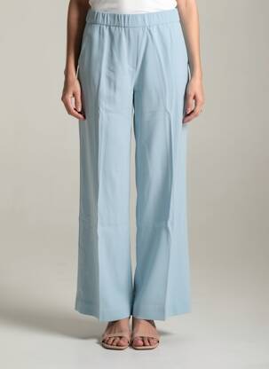 Pantalon large tissage crêpe taille haute bleu ESPRIT femme