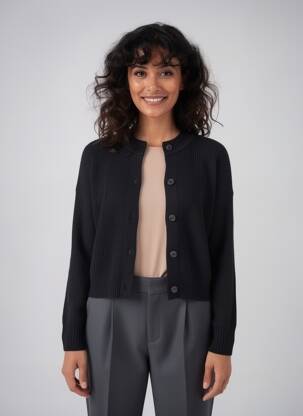 Gilet manches longues col rond noir ESPRIT femme