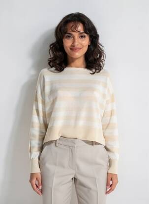 Pull col bateau manches longues beige ESPRIT femme