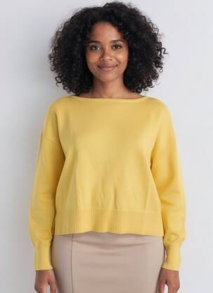 Pull col bateau manches longues jaune ESPRIT femme