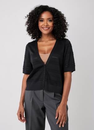 Gilet manches courtes fermeture boutonnée sur le devant noir ESPRIT femme