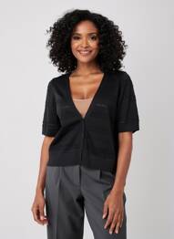 Gilet manches courtes fermeture boutonnée sur le devant noir ESPRIT femme