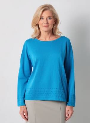 Pull tissage chiné manches longues bleu MARBLE femme