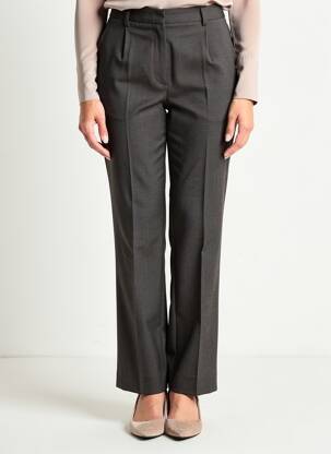 Pantalon droit taille à pinces taille haute marron GUY DUBOUIS femme