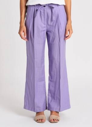 Pantalon flare taille à pinces taille haute violet ESPRIT femme