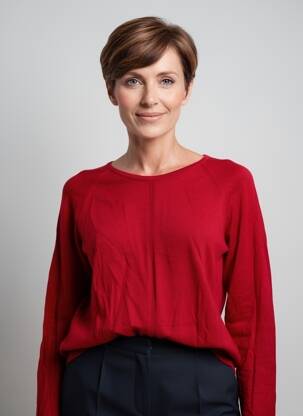 Pull coupe droite manches longues rouge GUY DUBOUIS femme