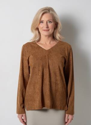 Pull coupe droite manches longues marron FRED SABATIER femme