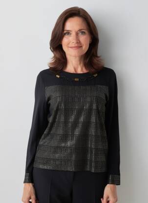 Top stretch manches longues noir GUY DUBOUIS femme