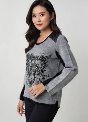 Pull coupe cintrée manches longues gris MERI & ESCA femme