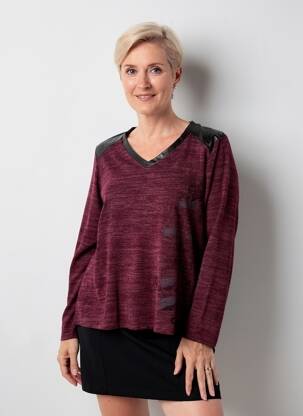 Pull coupe droite manches longues violet FRED SABATIER femme