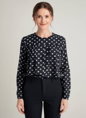 Chemisier coupe droite manches longues noir AGATHE & LOUISE femme