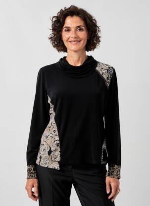 Pull coupe cintrée manches longues noir JEAN DELFIN femme