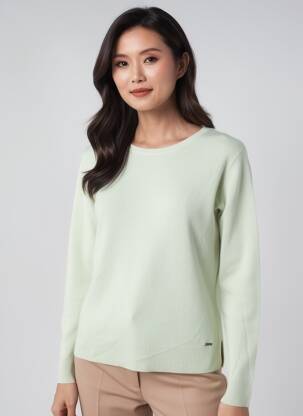 Pull stretch manches longues vert FELINO femme