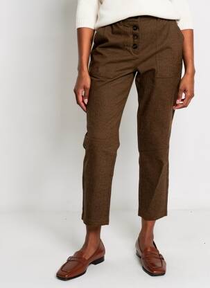 Pantalon 7/8 taille haute taille haute marron C'EST BEAU LA VIE femme