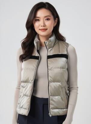 Doudoune poches sans capuche marron clair DOLCEZZA femme