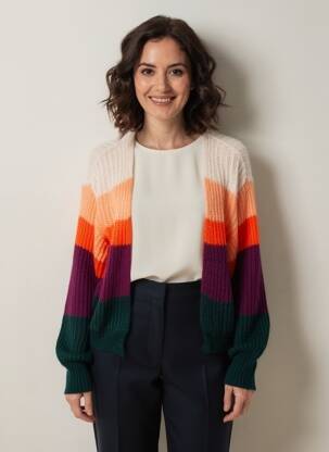 Gilet manches longues resserrée sur le bas beige LOLA ESPELETA femme